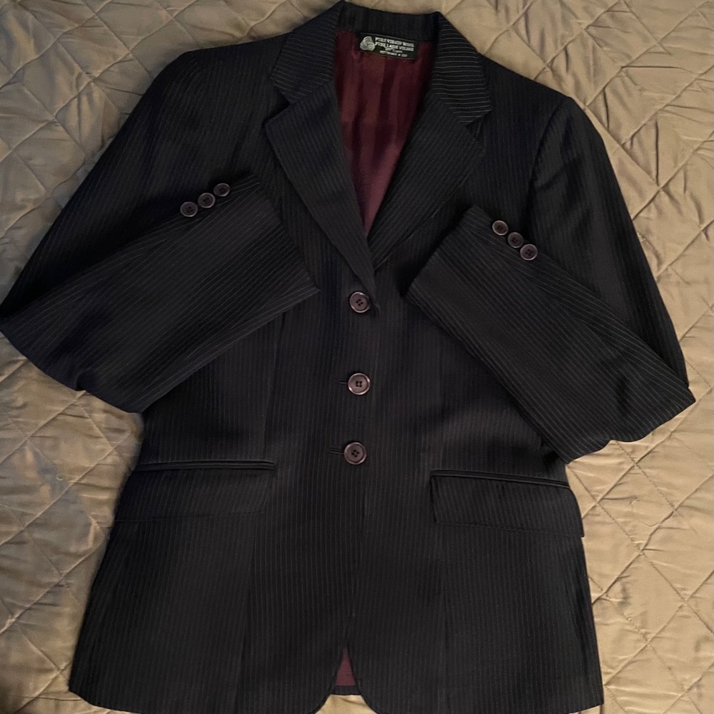 Navy Blue Striped Blazer